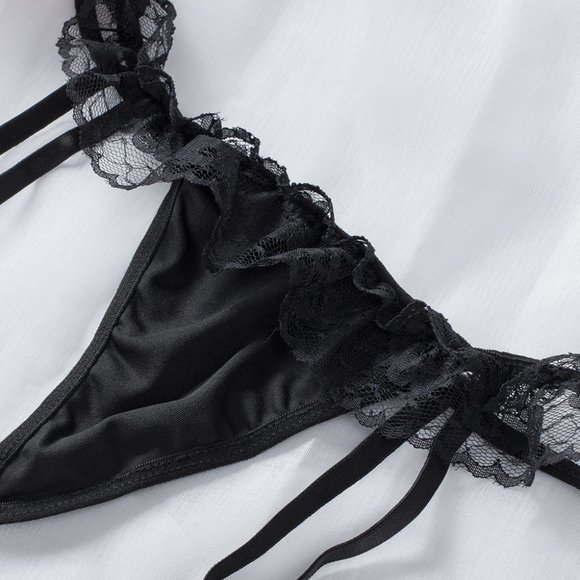 Black Perspective Lace Panty with garter straps - Picture 6 of 10